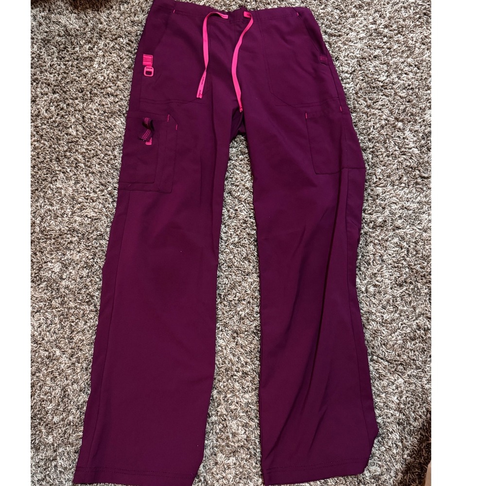 Carhartt Liberty Womens Purple Cargo Scrub Pants Wine Pink Drawstring W100